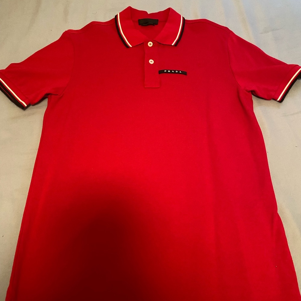 Red Medium Authentic Prada polo shirt